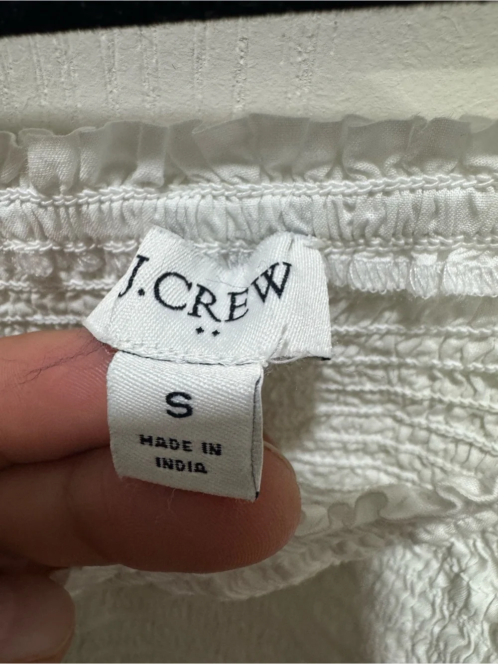 J.Crew Re-Imagined White Smocked Puff Sleeve Top Size S